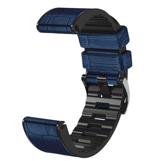For Garmin QuickFit 26mm Kalebol Crocodile Texture Silicone Leather Watch Band(Dark Blue) by Kalebol
