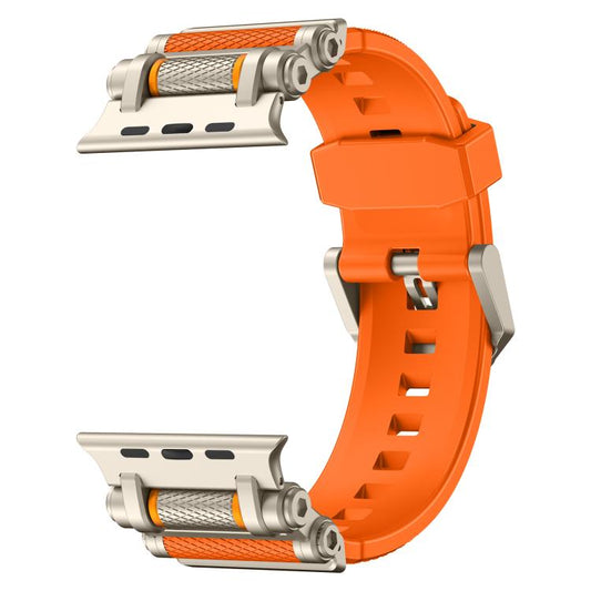 For Apple Watch 46mm / 49mm / 45mm / 44mm Armor Gear Silicone Watch Band(Titanium Orange) by bashfashion