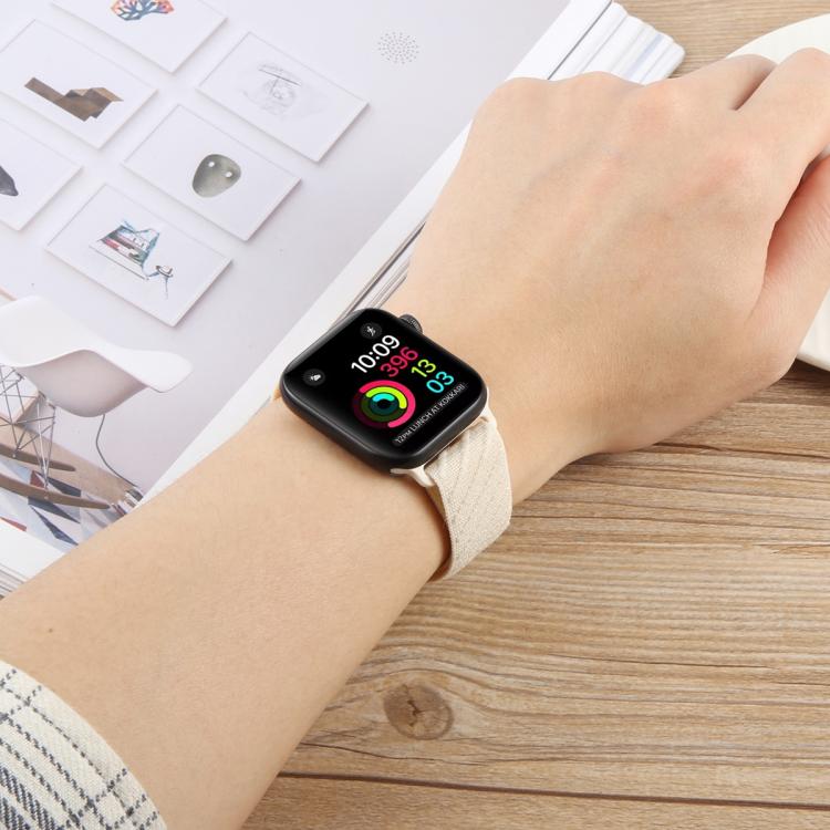 For Apple Watch 46mm / 49mm / 45mm / 44mm Twill Nylon Loop Hook and Loop Fastener Watch Band(Army Green) by bashfashion