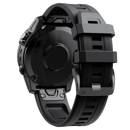 For Garmin QuickFit 22mm Kalebol Ladder Silicone Watch Band(Black) by Kalebol