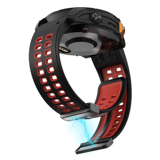 For Garmin QuickFit 26mm Kalebol Two-color Magnetic Silicone Watch Band(Black Red) by Kalebol