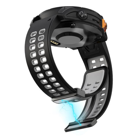 For Garmin QuickFit 26mm Kalebol Two-color Magnetic Silicone Watch Band(Black Grey) by Kalebol