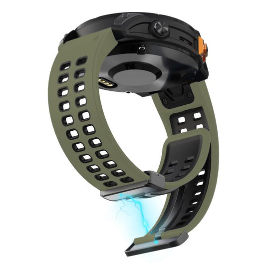 For Garmin QuickFit 26mm Kalebol Two-color Magnetic Silicone Watch Band(Army Green Black) by Kalebol