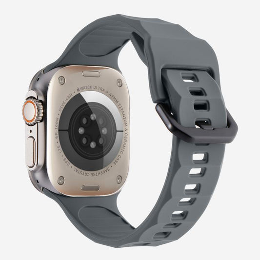 For Apple Watch 46mm / 49mm / 45mm / 44mm Kalebol Ripple Sports Silicone Strap(Dark Grey) by Kalebol