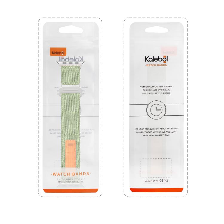 For Apple Watch 46mm / 49mm / 45mm / 44mm Kalebol Canvas Pattern Nylon Loop Strap(Light Grey) by Kalebol