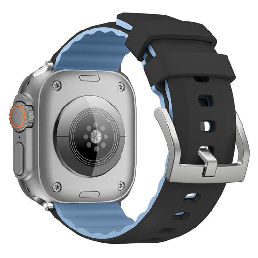 For Apple Watch 46mm / 49mm / 45mm / 44mm Kalebol Contrast Two-tone Silicone Strap(Black) by Kalebol