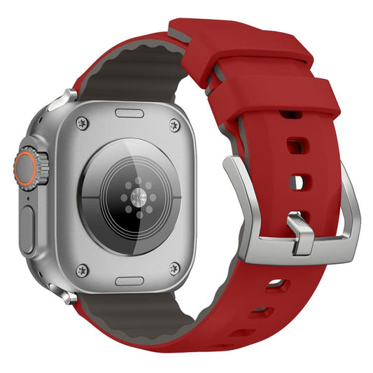 For Apple Watch 46mm / 49mm / 45mm / 44mm Kalebol Contrast Two-tone Silicone Strap(Red) by Kalebol