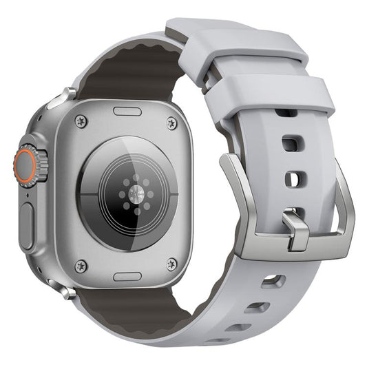 For Apple Watch 46mm / 49mm / 45mm / 44mm Kalebol Contrast Two-tone Silicone Strap(Light Grey) by Kalebol