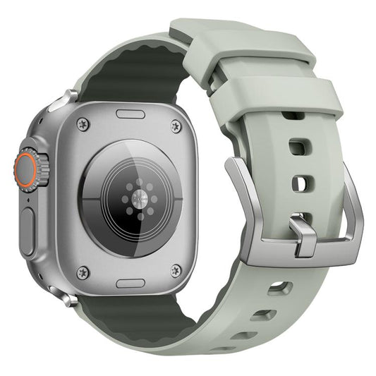 For Apple Watch 46mm / 49mm / 45mm / 44mm Kalebol Contrast Two-tone Silicone Strap(Matcha Green) by Kalebol