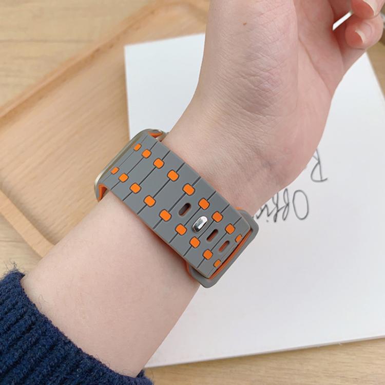 For Apple Watch 46mm / 49mm / 45mm / 44mm Three-color Reverse Buckle Silicone Watch Band(Black Orange) by bashfashion