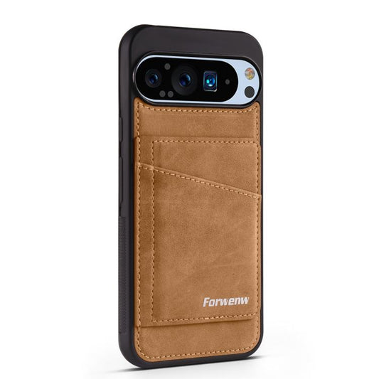 For Google Pixel 9 Pro XL Forwenw F8 Series 2 in 1 Magnetic Card Slot Leather Phone Case(Brown) by Forwenw
