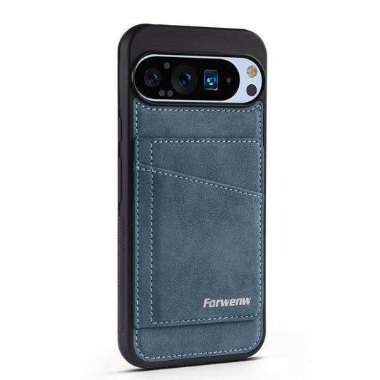 For Google Pixel 9 Pro XL Forwenw F8 Series 2 in 1 Magnetic Card Slot Leather Phone Case(Blue) by Forwenw