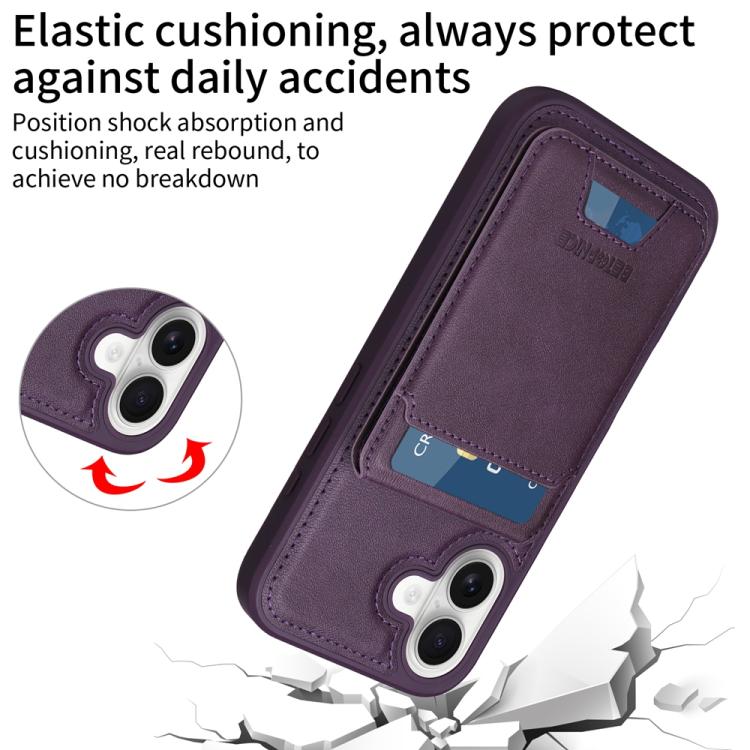 For iPhone 16 BETOPNICE Vertical Flip Detachable MagSafe Wallet Phone Case(Purple) by BETOPNICE