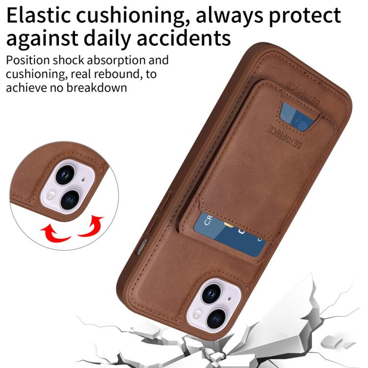 For iPhone 14 Plus BETOPNICE Vertical Flip Detachable MagSafe Wallet Phone Case(Brown) by BETOPNICE