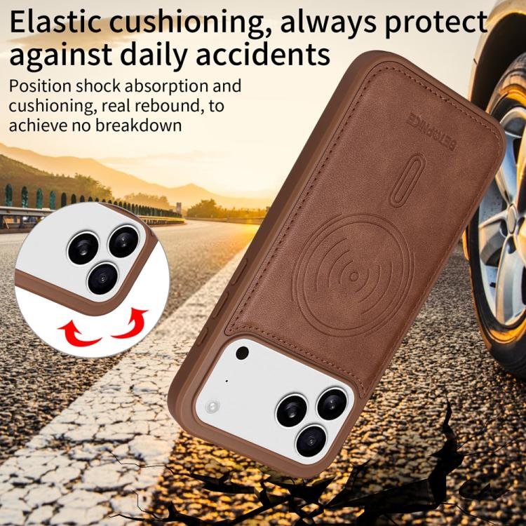 For iPhone 17 Pro Max BETOPNICE Horizontal Flip Detachable MagSafe Wallet Phone Case(Brown) by BETOPNICE
