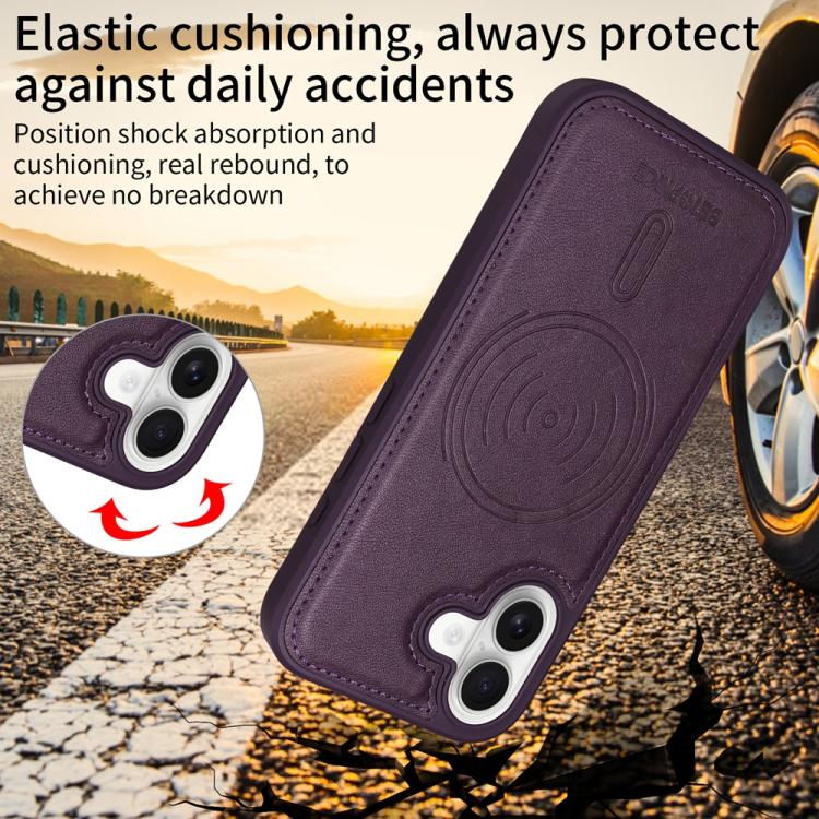 For iPhone 17 BETOPNICE Horizontal Flip Detachable MagSafe Wallet Phone Case(Purple) by BETOPNICE