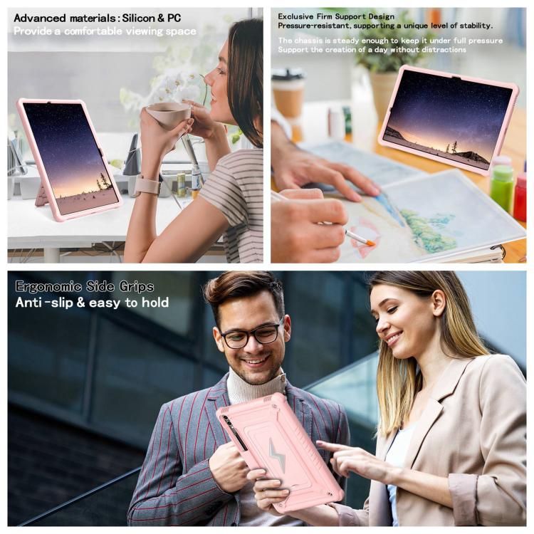For Samsung Galaxy Tab S10+ / S9+ Armor Bolt Shape Holder Silicone Hybrid PC Tablet Case(Rose Gold) by bashfashion