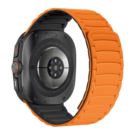 For Samsung Galaxy Watch Ultra 47mm / Ultra 2025 Silicone Sport Magnetic Watch Band(Orange+Black) by bashfashion