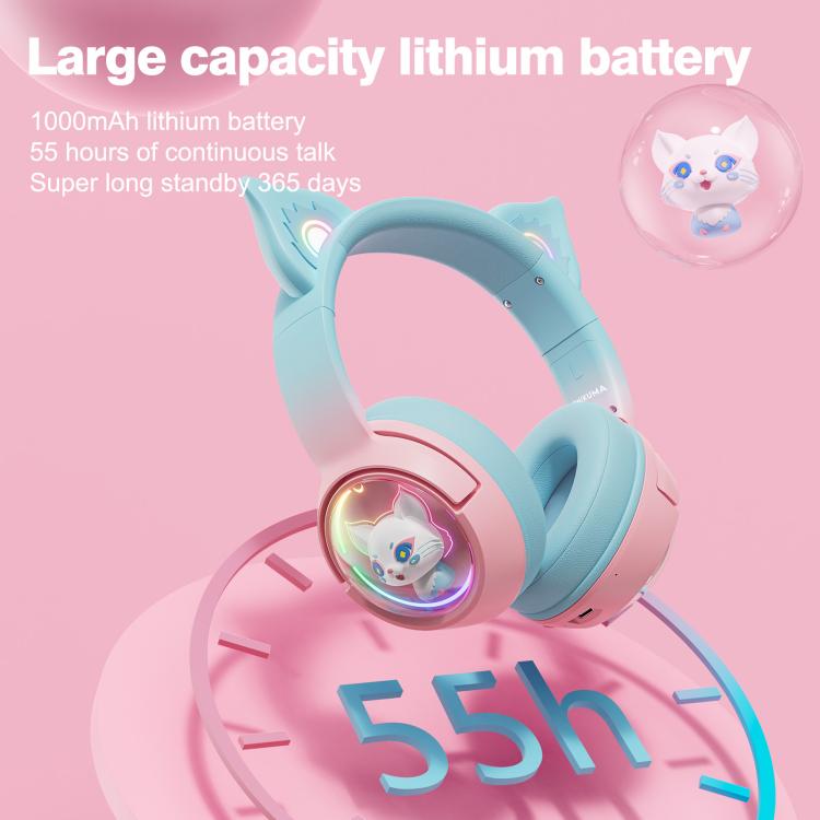 ONIKUMA B5 RGB BT / Wired / 2.4G Fox Shaped Headphones(Pink Blue) by ONIKUMA