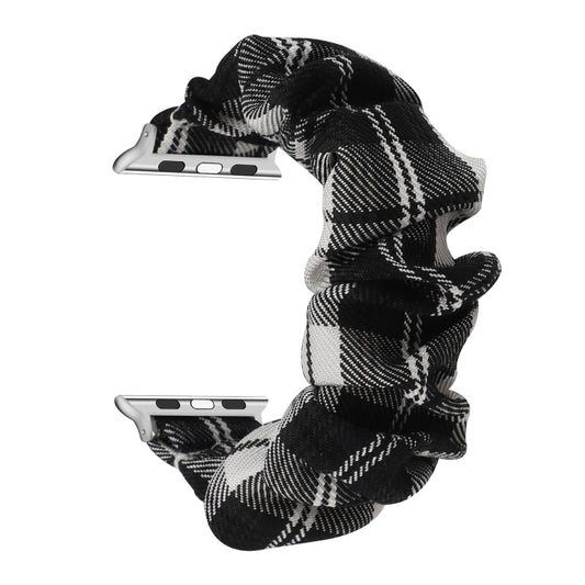 For Apple Watch Series 7 41mm / 6 & SE & 5 & 4 40mm / 3 & 2 & 1 38mm JK Uniform Style Cloth + Stainless Steel Watch Band(Black + White)(Black + White) by bashfashion