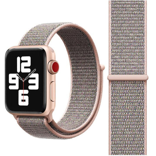For Apple Watch 42mm / 41mm / 40mm / 38mm xDfind Nylon Loop Hook and Loop Fastener Watch Band(Pink Sand) by xDfind