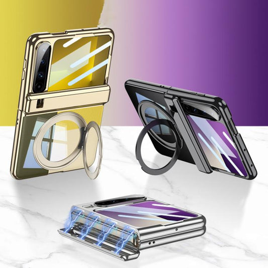 For Huawei Pura X GKK Folding Magnetic Hinge Phantom Phone Case with Rotating Stand(Silver) by GKK