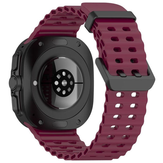 For Samsung Galaxy Watch Ultra 47mm / Ultra 2025 xDfind Ocean Hole Dual Buckle Silicone Watch Band(Wine Red) by xDfind