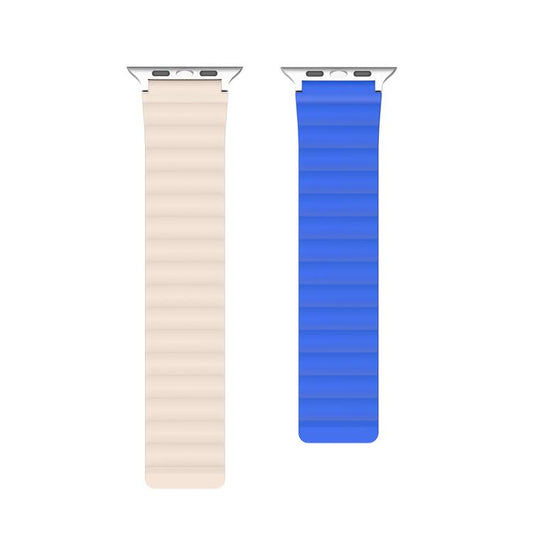 For Apple Watch 46mm / 49mm / 45mm / 44mm DUX DUCIS SD Series Double-Sided Blind Insert Silicone Magnetic Watch Strap(Klein Blue + Beige) by DUX DUCIS