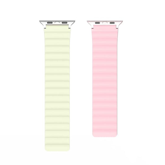 For Apple Watch 42mm / 41mm / 40mm / 38mm DUX DUCIS SD Series Double-Sided Blind Insert Silicone Magnetic Watch Strap(Light Pink + Light Green) by DUX DUCIS