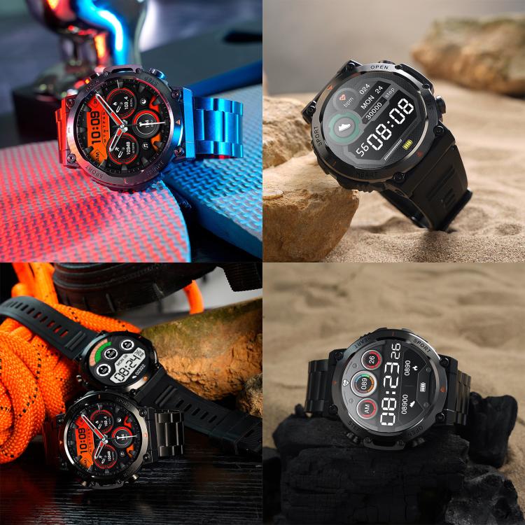 AK61 BT Call Smart Watch, Support Blood Pressure / Heart Rate / Sports Health Monitoring Fitness Tracker(Black Steel) by bashfashion