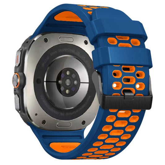 For Samsung Galaxy Watch Ultra 47mm / Ultra 2025 Two Color Silicone Breathable Watch Band(Blue Orange) by bashfashion