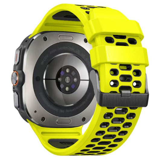 For Samsung Galaxy Watch Ultra 47mm / Ultra 2025 Two Color Silicone Breathable Watch Band(Lime Black) by bashfashion