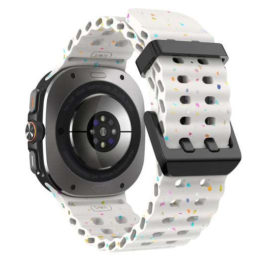 For Samsung Galaxy Watch Ultra 47mm / Ultra 2025 Dual Buckle Colorful Dots Silicone Watch Band(Starlight) by bashfashion