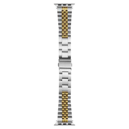 For Apple Watch 46mm / 49mm / 45mm / 44mm Quick Release Five-bead Metal Watch Band(Silver Gold) by bashfashion