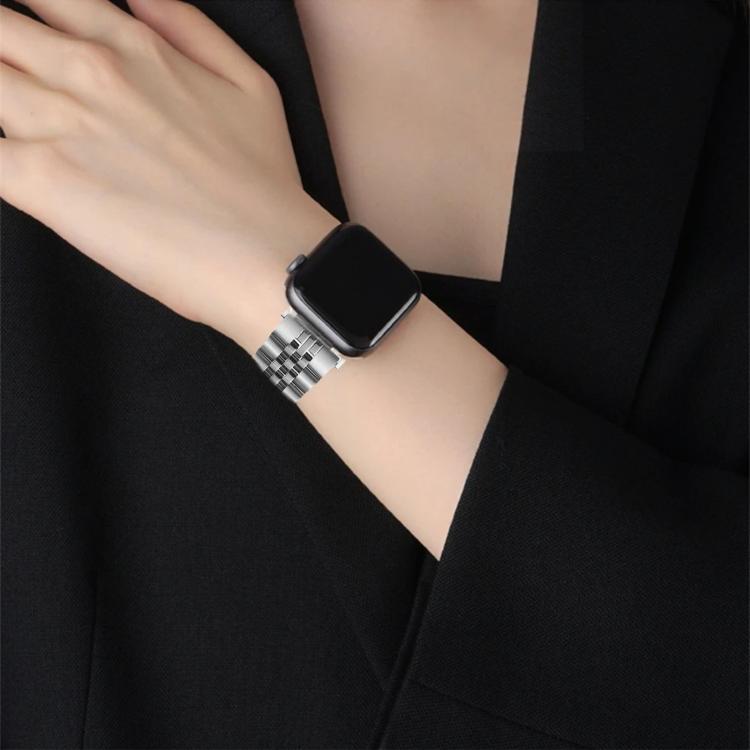 For Apple Watch 46mm / 49mm / 45mm / 44mm Quick Release Five-bead Metal Watch Band(Rose Gold) by bashfashion