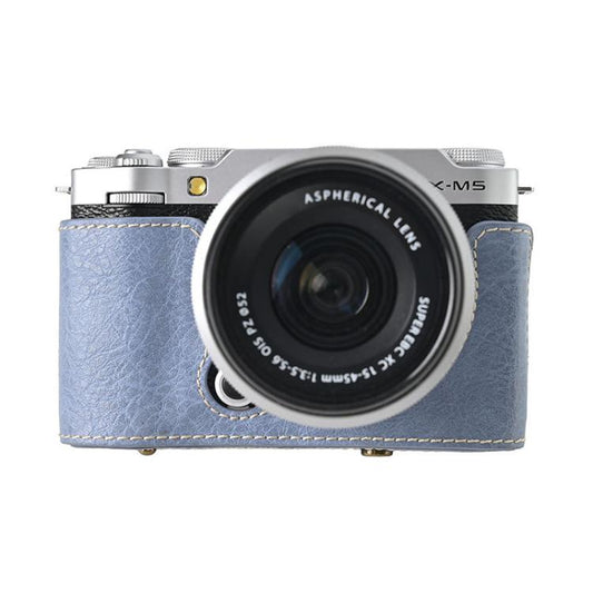 For FUJIFILM X-M5 Retro Litchi Texture Leather Full Body Camera Case Bag with Strap(Blue) by bashfashion
