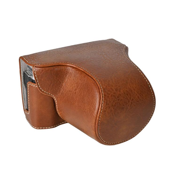 For FUJIFILM X-M5 Retro Litchi Texture Leather Full Body Camera Case Bag with Strap(Coffee) by bashfashion
