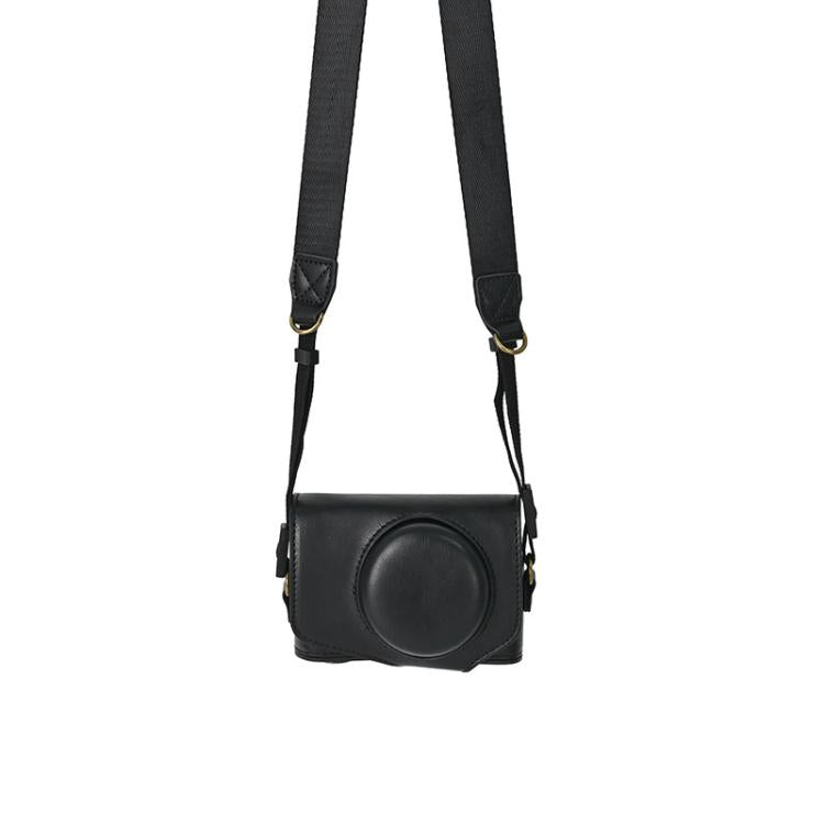 For Canon PowerShot SX740 HS Retro Pull Up Leather Full Body Camera Case Bag with Strap(Black) by bashfashion