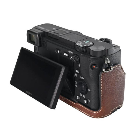 For Sony ILCE-6400 / A6300 / A6200 Litchi Texture PU Leather Camera Half Case Base(Coffee) by bashfashion