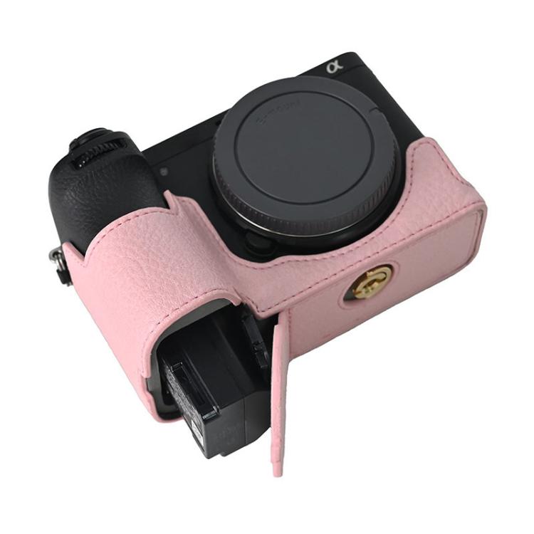 For Sony ILCE-6700 / A6700 Litchi Texture PU Leather Camera Half Case Base(Pink) by bashfashion