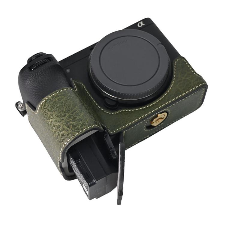 For Sony ILCE-6700 / A6700 Litchi Texture PU Leather Camera Half Case Base(Green) by bashfashion