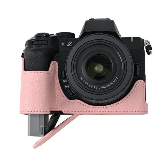 For Nikon Z50II Litchi Texture PU Leather Camera Half Case Base(Pink) by bashfashion