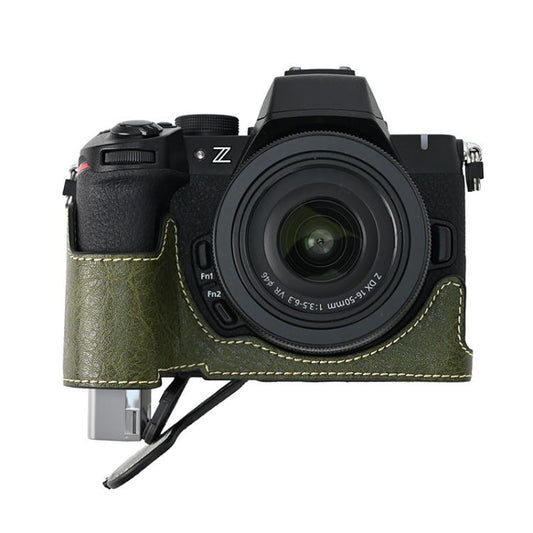 For Nikon Z50II Litchi Texture PU Leather Camera Half Case Base(Green) by bashfashion