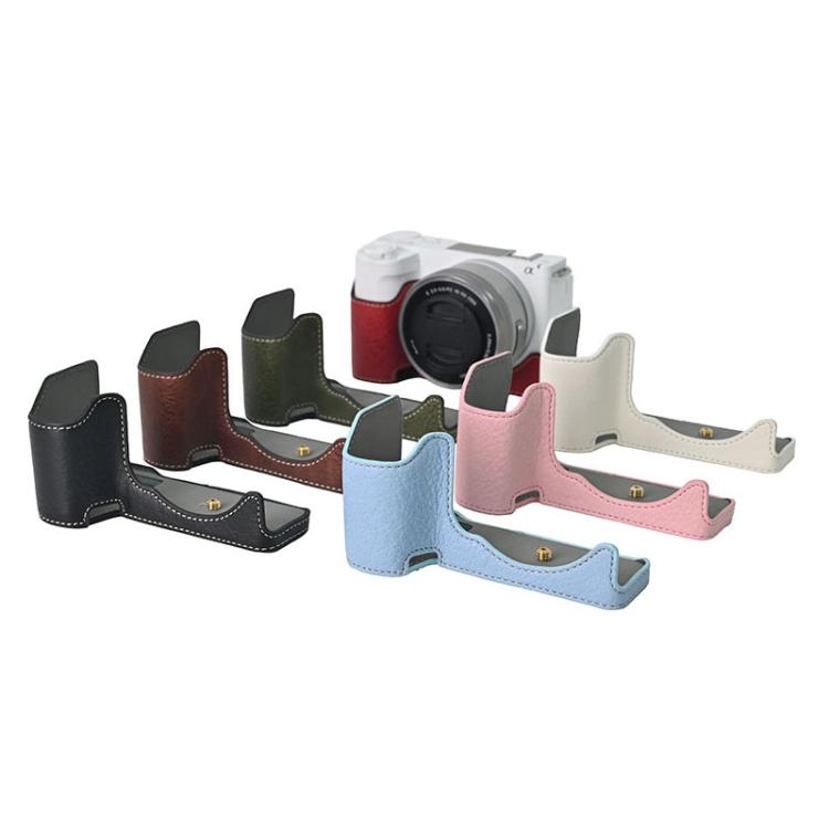 For Sony Alpha ZV-E10 II / ZV-E10M2 Litchi Texture PU Leather Camera Half Case Base(Wine Red) by bashfashion