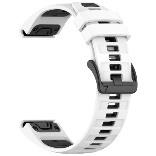 For Garmin 26mm xDfind Dual Color Quick Release Steel Buckle Silicone Watch Band(White+Black) by xDfind