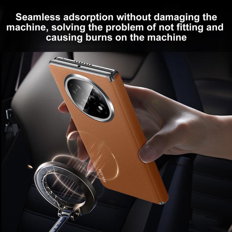 For OPPO Find N5 SULADA Frameless Top Layer Cowhide Leather Hybrid PC Phone Case(Blue) by SULADA