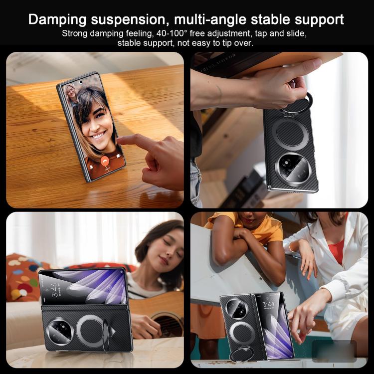 For OPPO Find N5 SULADA Kevlar Texture MagSafe Magnetic Holder Phone Case(Black) by SULADA