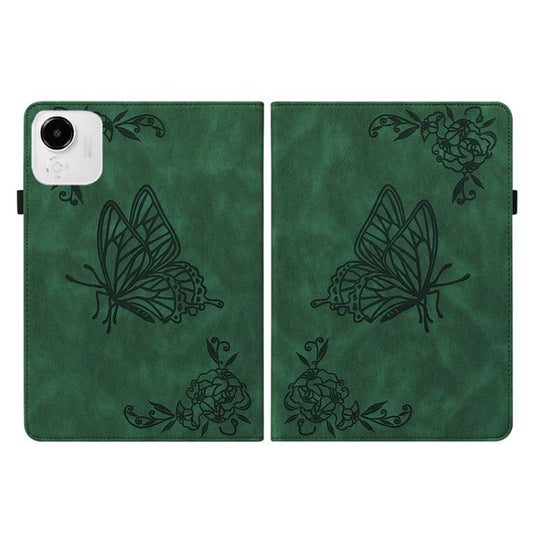 For Honor Pad X9a Butterfly Flower Embossed Leather Tablet Case(Green) by bashfashion