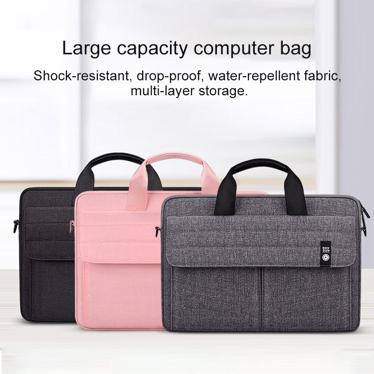 ST08 Handheld Briefcase Carrying Storage Bag with Shoulder Strap for 14.1 inch Laptop(Black) by bashfashion