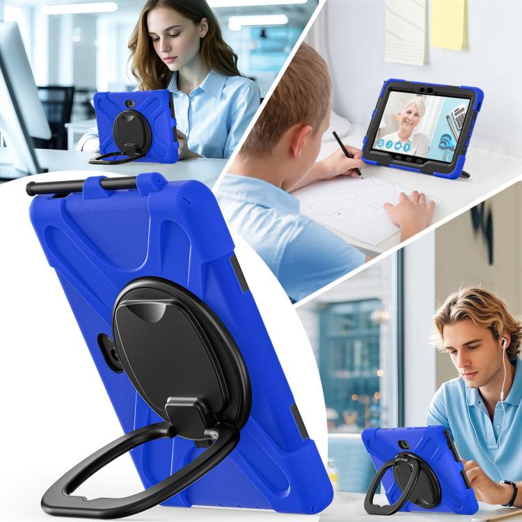 For Samsung Galaxy Tab Active5 Pro Silicone Hybrid PC Tablet Case with Holder & Shoulder Strap(Blue) by bashfashion